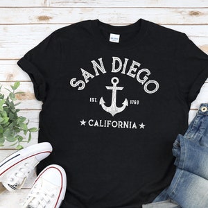 SAN DIEGO Shirt, Unisex W Distressed Vintage Texture • San Diego CA gift / San Diego California athletic w anchor graphic / established 1769