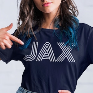 JAX Shirt, Unisex in Schwarz / Navy / Heather • Retro 60er / 70er Jacksonville FL Design mit Vintage Textur, einzigartiges Jacksonvillle Florida Geschenk