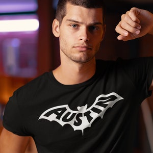 AUSTIN Bat T-Shirt, Unisex • Mudarse a Austin TX / Austin Texas housewarming gift, ATX, mantener Austin extraño, hombre mujer estética única superior estética