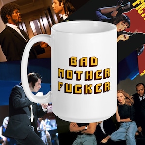 Taza BAD MOTHERFUCKER • Taza de té de café de cerámica grande de 15 oz, taza Pulp Fiction, taza Quentin Tarantino, billetera Pulp Fiction, cinéfilo