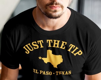 JUST THE TIP, El Paso Tx Shirt in Black / Navy / Dark Heather • Classic athletic design with Texas silhouette, funny El Paso Texas gift