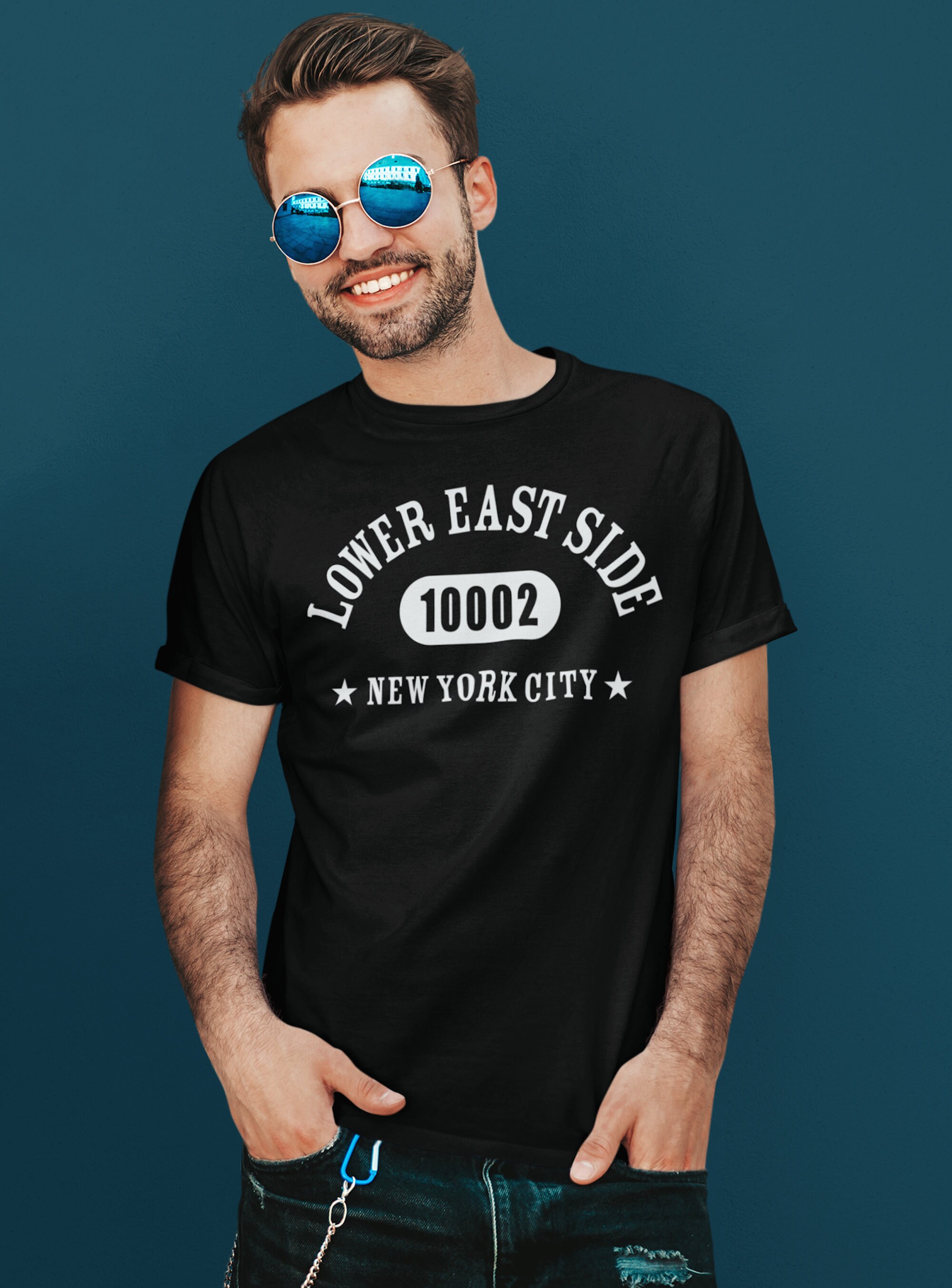 LOWER EAST SIDE Shirt, Unisex Tee in Black / Navy / Dark