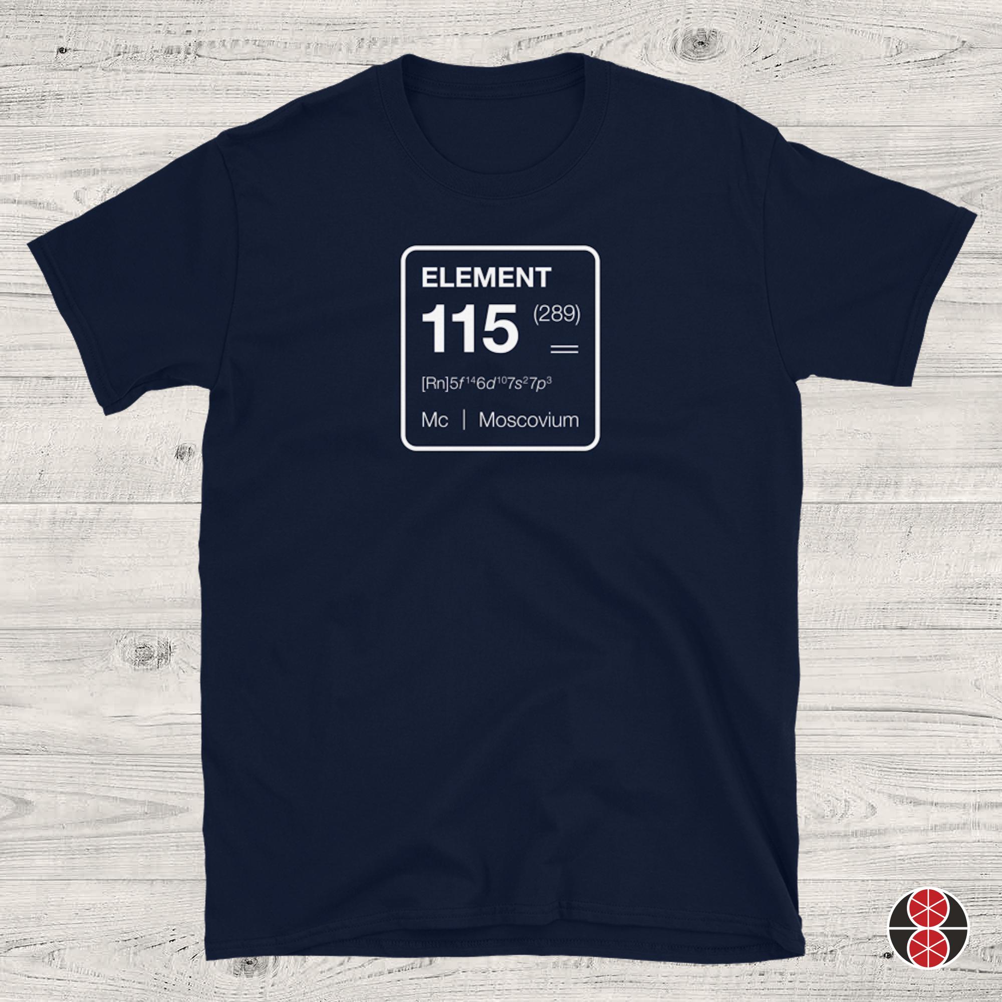 Element 115 T-shirt, Unisex in Black, Navy, or Dark Heather