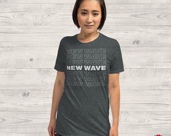 NEW WAVE Shirt, Unisex in Black / Navy / Dark Heather • Retro