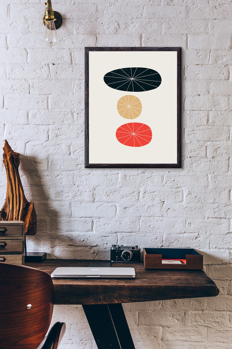 16x20 Physical Art Print Mid Century unframed wall decor, abstract, giclee print, earth tones, modern minimal aesthetic art, red and black image 5