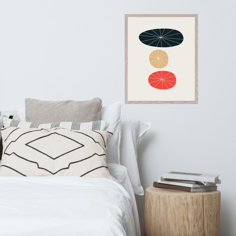 16x20 Physical Art Print Mid Century unframed wall decor, abstract, giclee print, earth tones, modern minimal aesthetic art, red and black image 1