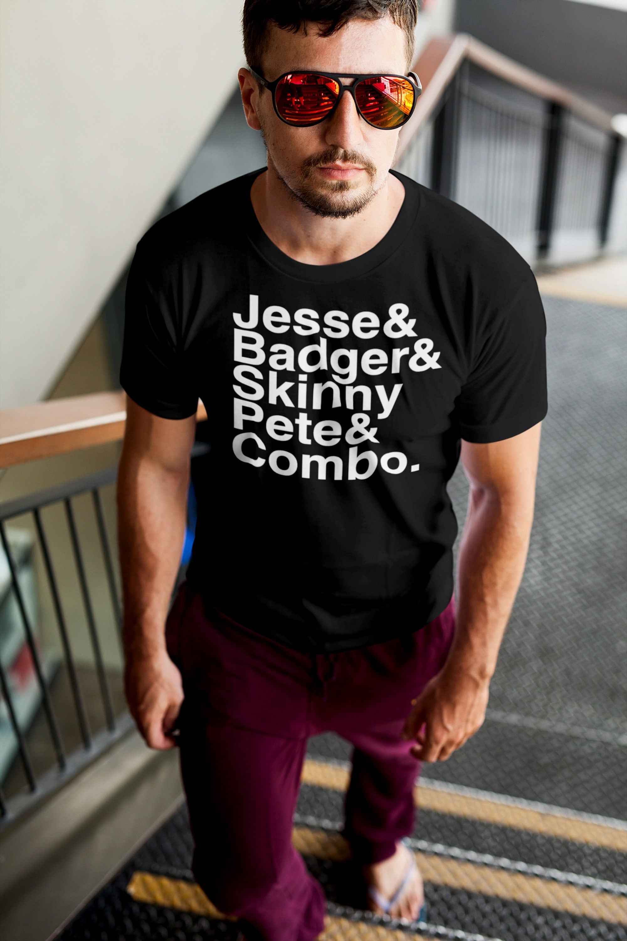Jesse and Badger and Skinny Pete and Combo Shirt, Unisex in Black