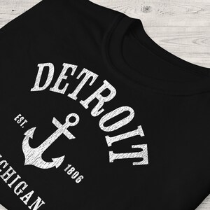 DETROIT Shirt, Unisex • Athletic Detroit MI anchor graphic in white w. distressed vintage texture, Detroit Michigan original clothing design