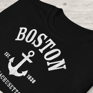 BOSTON Shirt, Unisex • Athletic Boston MA anchor graphic in white w. distressed vintage texture, Boston Massachusetts original design