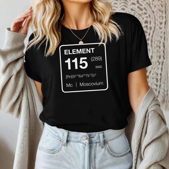 Element 115 T-shirt, Unisex in Black, Navy, or Dark Heather
