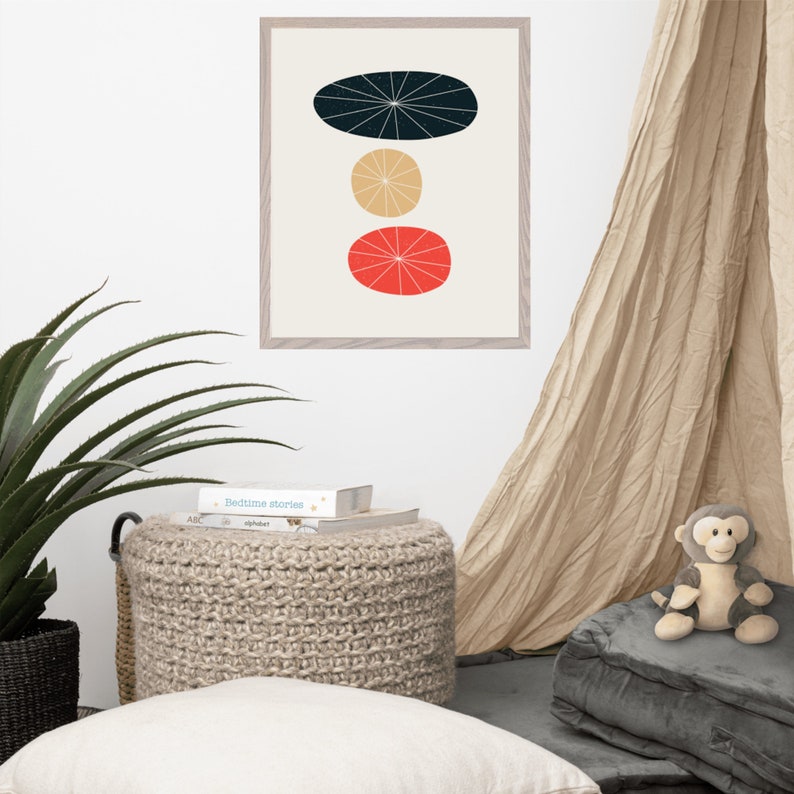 16x20 Physical Art Print Mid Century unframed wall decor, abstract, giclee print, earth tones, modern minimal aesthetic art, red and black image 7