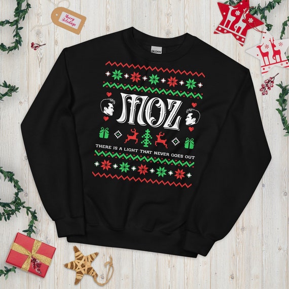 MOZ Christmas Sweatshirt Unisex • Long sleeve unique fan gift, cute Morrissey Christmas sweater, holiday themed The Smiths shirt