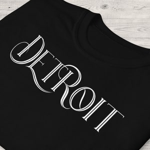 DETROIT Shirt, Unisex • Detroit MI elegant Art Deco style graphic in white, Detroit Michigan original clothing design
