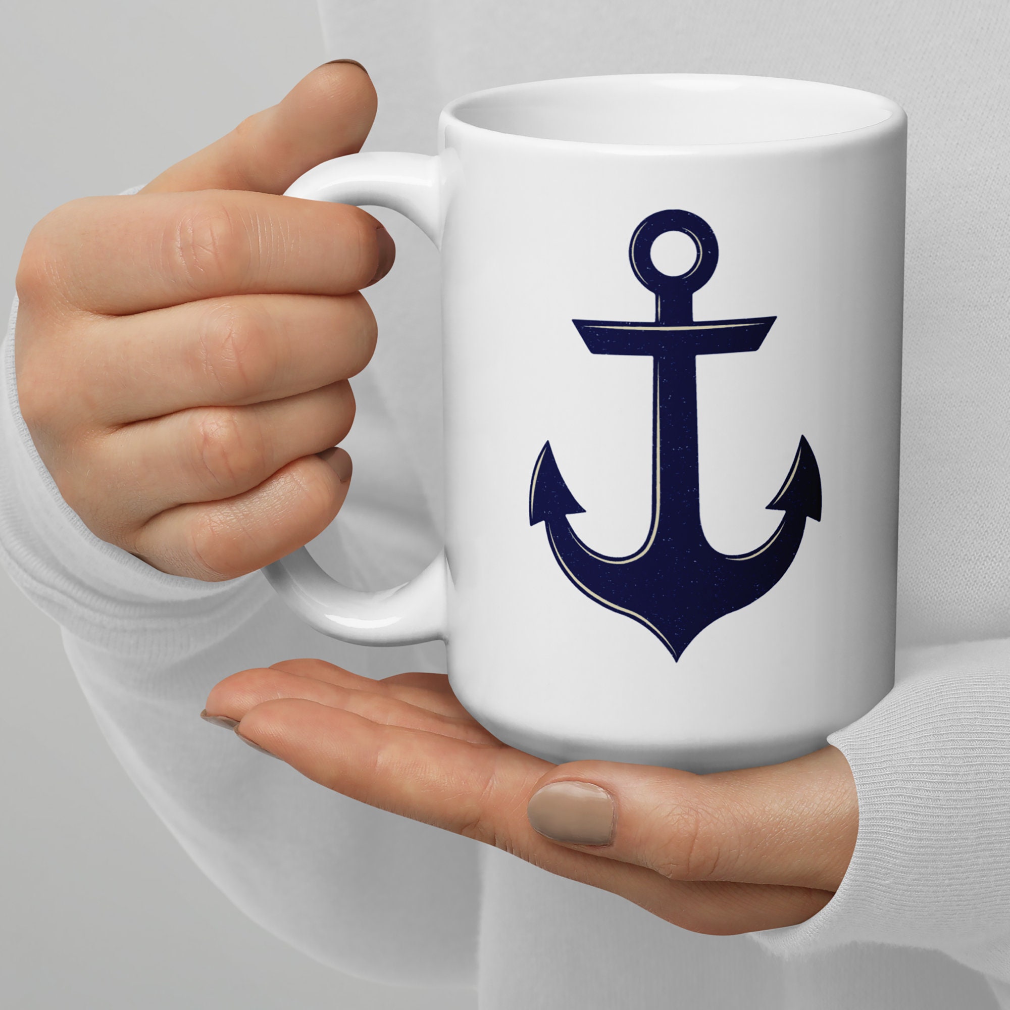 ANCHOR Mug, Ceramic in 11 Oz. or Large Oversized 15 Oz