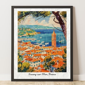 Sanary-sur-Mer Vintage travel Poster, Provence decor, Provence cadeaux, Mediterranean sea