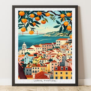Lisbon Travel Poster: Retro Art Deco Print, Portugal Home Decor