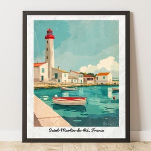 Saint Martin de Ré Vintage Poster, Travel poster, Coastal Wall Art, French Island Decor