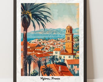 Hyères France Vintage Travel Poster: French Riviera Wall Art