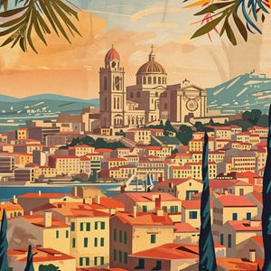 Marseille Wall Art, French Riviera Vintage Travel Poster, 1950s Style Print, Retro France Poster, Mid Century Provence Decor