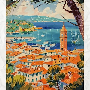 Vintage Poster Sanary sur Mer – French Riviera Printable Wall Art, Provencal Coastal Decor, French decor, Mediterranean Style
