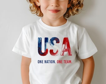 Patriotic Soccer Fan Shirt USA One Nation One Team Game Day Shirt Football Lover Tournament Shirt  Red White Blue Sport Lover Soccer Tshirts