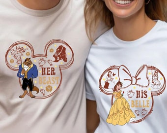 Disney Vacation Matching Couple Shirts Disney Couple Shirts Husband And Wife Matching Shirts Disney Family Shirts Beauty And The Beast