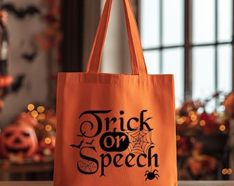 Speech Therapist Halloween Tote Bag Spooky Season Trick Or Speech Slp Gifts Shoulder Bag Speech Language Therapist Tote Bag Halloween Gifts