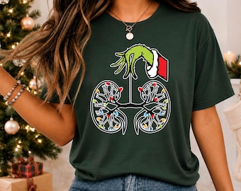 Camiseta navideña del equipo de diálisis, camiseta del Grinch para enfermeras de diálisis, camiseta navideña divertida para pacientes de diálisis renal, regalo para pacientes de diálisis, camiseta médica navideña