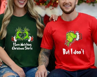 Funny Grinch Matching Couple Christmas Shirts