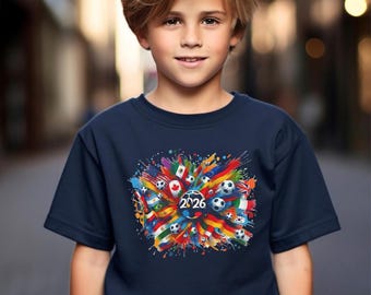 World Soccer 2026 Kids T-Shirt Youth Toddler Game Usa Flag Clothing Summer 2026 Soccer Shirt Football Fan Gift Soccer Graphic Tshirt