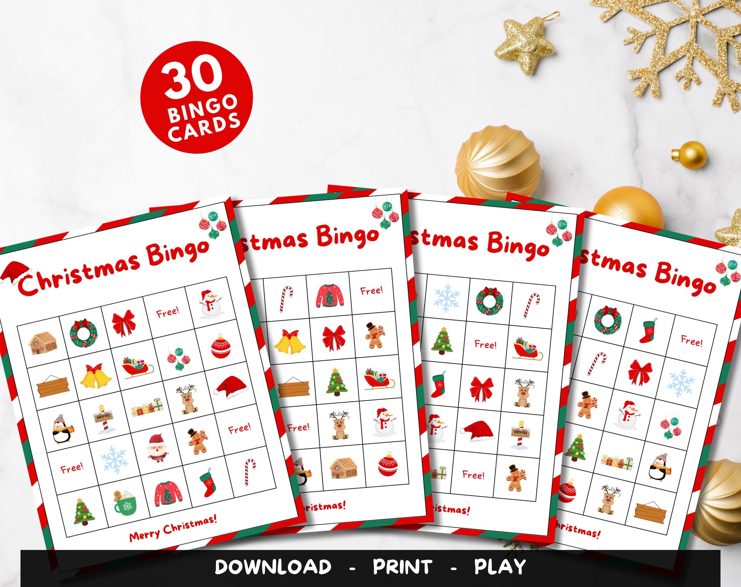 30 Christmas Bingo Cards | Printable | Christmas Party Games | Holiday ...