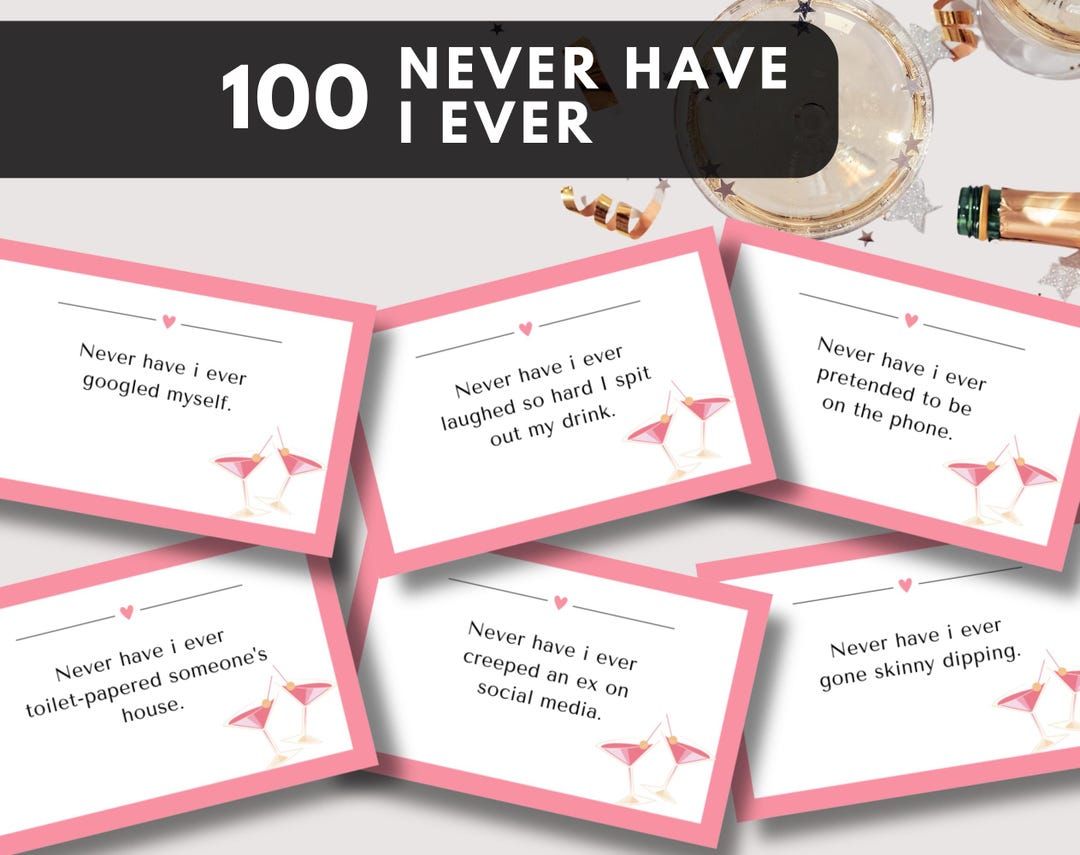 Never Have I Ever Printable Drinking Game Ladies Night Games Bar Crawl ...