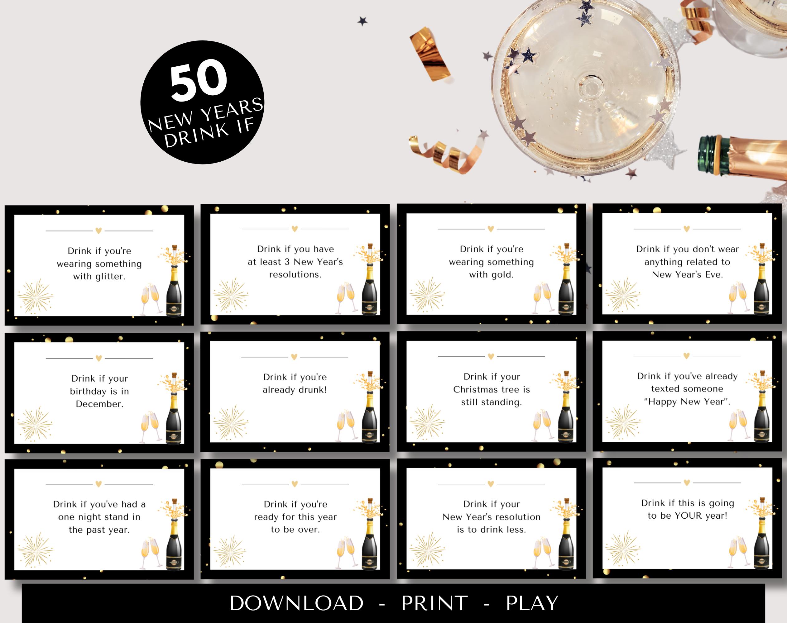 New Year's Eve Drink If Game | Printable | Drinking Games | Happy New ...
