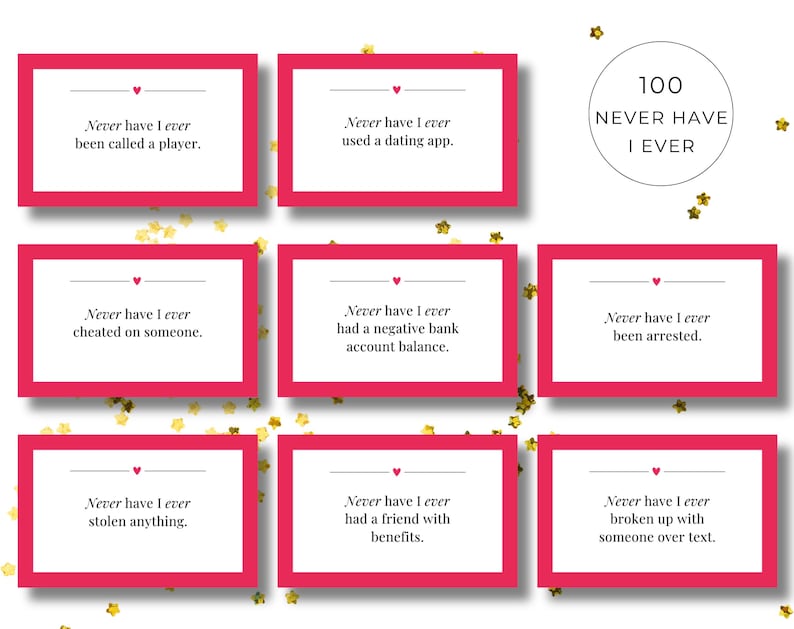 100 Never Have I Ever | Printable | Drinking Game | Ladies Night Games