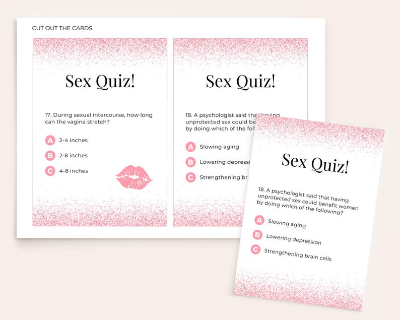 30 Sex Quiz Cards | Printable | Ladies Night Games | Bachelorette Party
