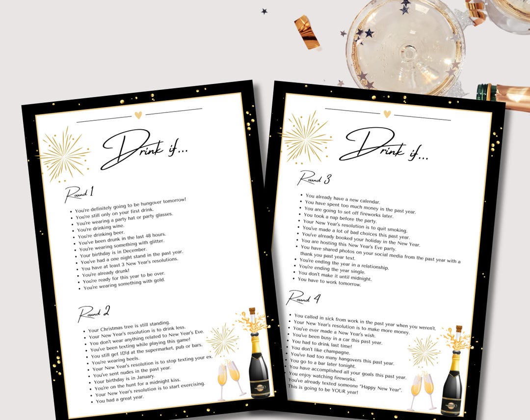 New Year's Eve Drink If Game | Printable | Drinking Games | Happy New ...