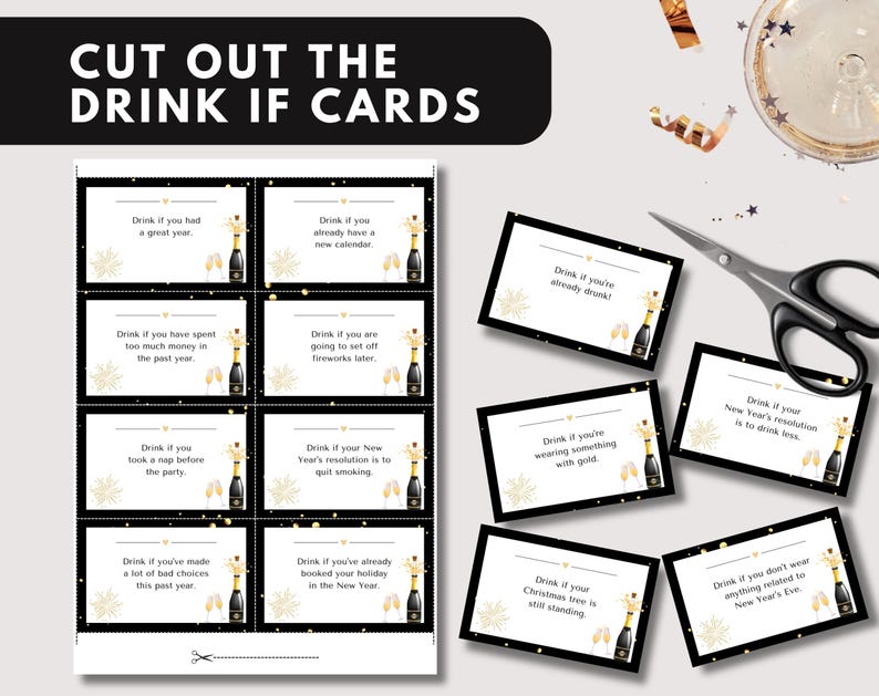 New Year's Eve Drink If Game | Printable | Drinking Games | Happy New ...