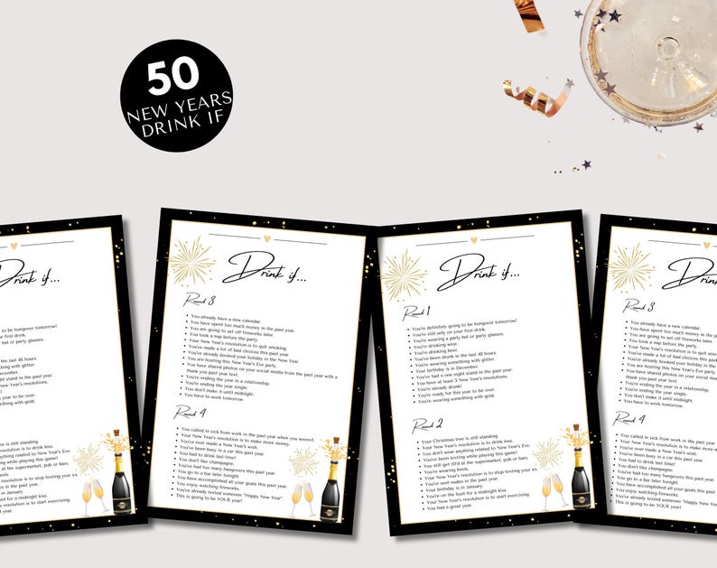 New Year's Eve Drink If Game | Printable | Drinking Games | Happy New ...