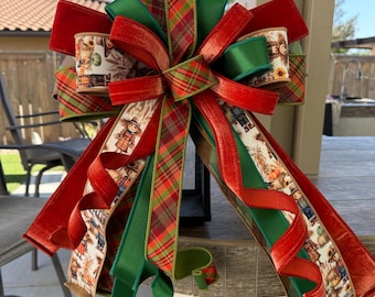Scarecrow Bow, Thanksgiving Wreath Topper, Autumn Lantern Decor, Rustic Plaid Velvet, Harvest Door Hanger, Handmade Farmhouse Accent