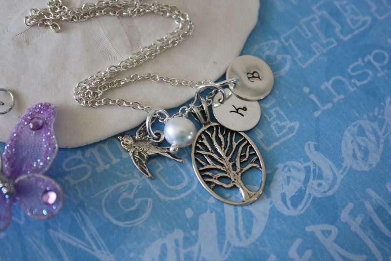 Monogram Necklace Family Tree Necklace Personalized Mom Necklace Personalized Custom Necklace Tree of Life Necklace