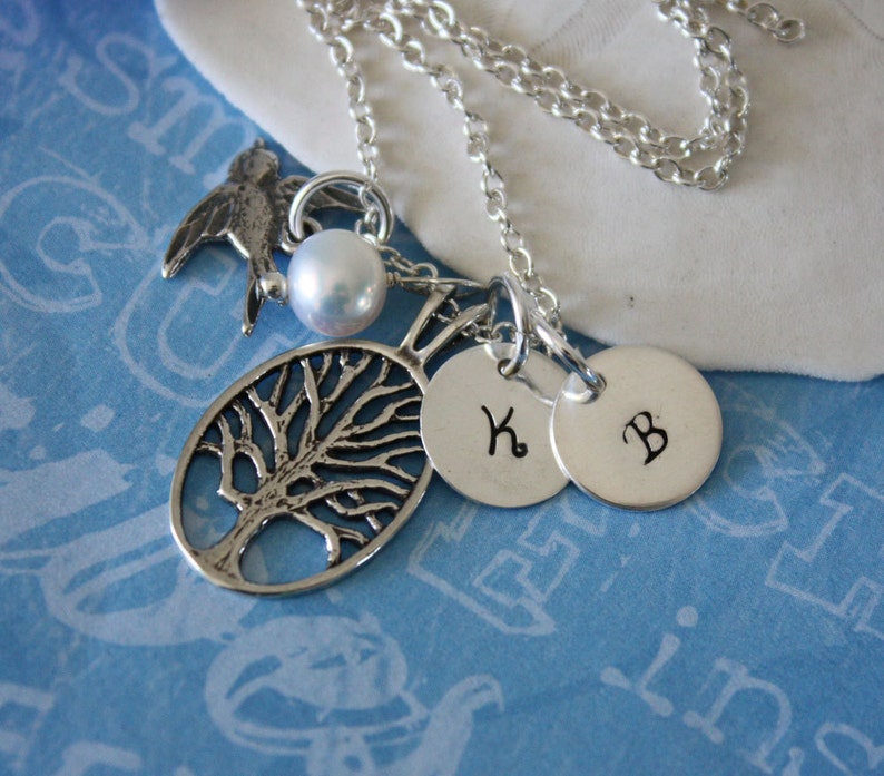 Monogram Necklace Family Tree Necklace Personalized Mom Necklace Personalized Custom Necklace Tree of Life Necklace