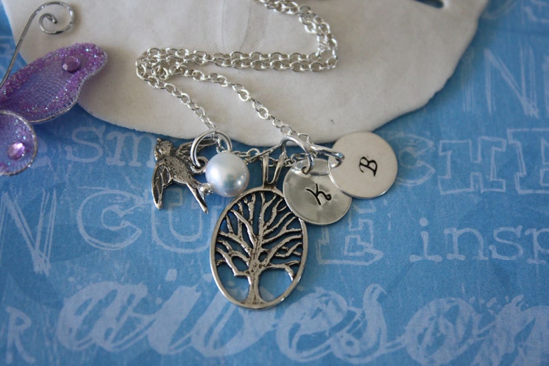 Monogram Necklace Family Tree Necklace Personalized Mom Necklace Personalized Custom Necklace Tree of Life Necklace