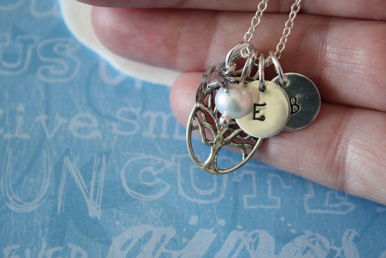 Monogram Necklace Family Tree Necklace Personalized Mom Necklace Personalized Custom Necklace Tree of Life Necklace