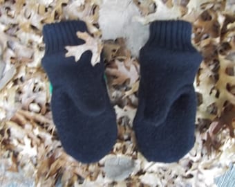 Old Trapper's Best Friend- Felted Hudson Bay Style  - Solid Navy Blue  Blanket Wool Mittens /Sweater Wool w/ Polar Fleece Lining