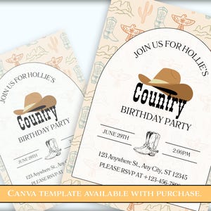 Country Style Birthday Invitation | Customisable for Cowboy/Cowgirl | Canva Template | Multiple Uses | Yee-Haw!
