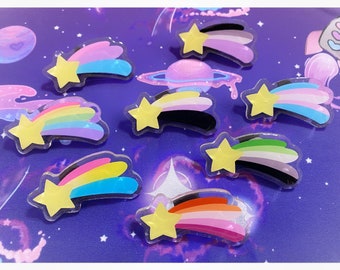 Pride Shooting Star Acrylic Pins with glitter