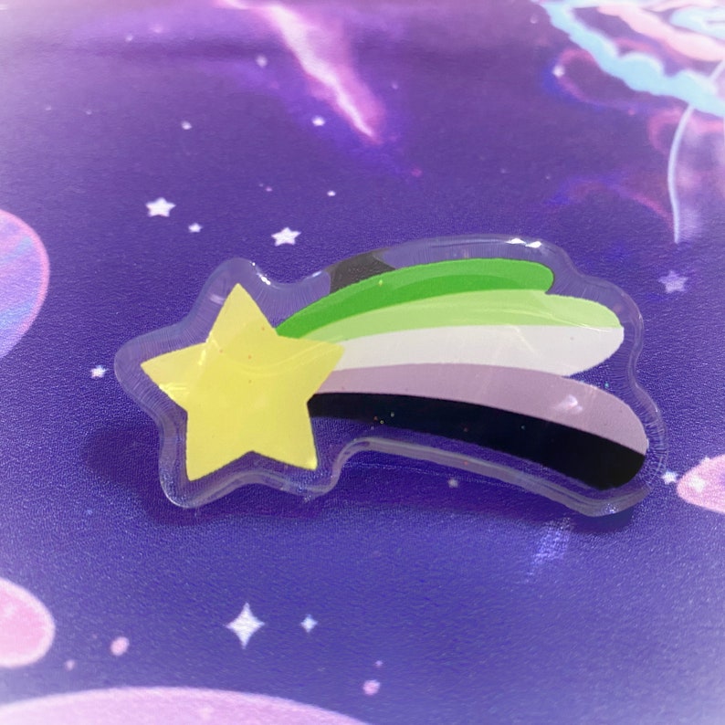 Pride Shooting Star Acrylic Pins with glitter image 4