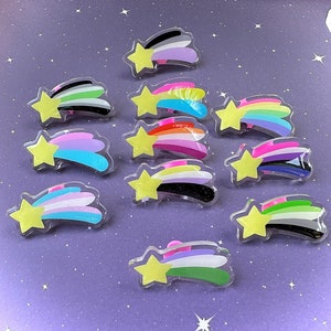 Pride Shooting Star Acrylic Pins with glitter image 1