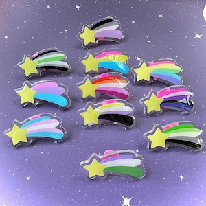 Pride Shooting Star Acrylic Pins with glitter