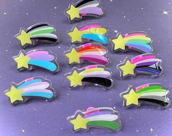 Pride Shooting Star Acrylic Pins with glitter